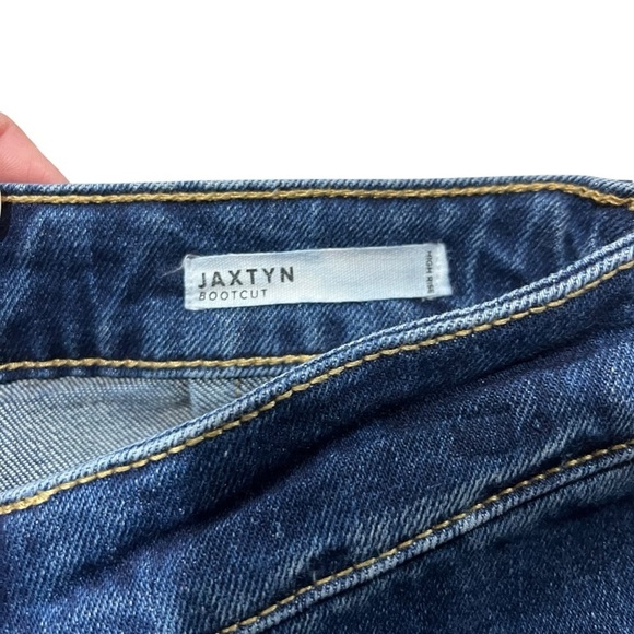 Dear John Women’s Sz 26 Jaxtyn Bootcut Jeans Mid Rise Raw Hem Dark Wash Stretch - Picture 7 of 9